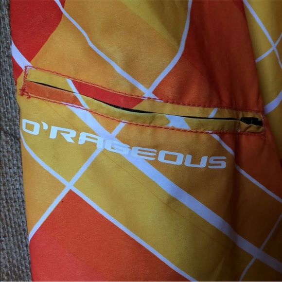 O'Rageous Mens Sz 38 Swim Trunks Drawstring Orange - Picture 2 of 7